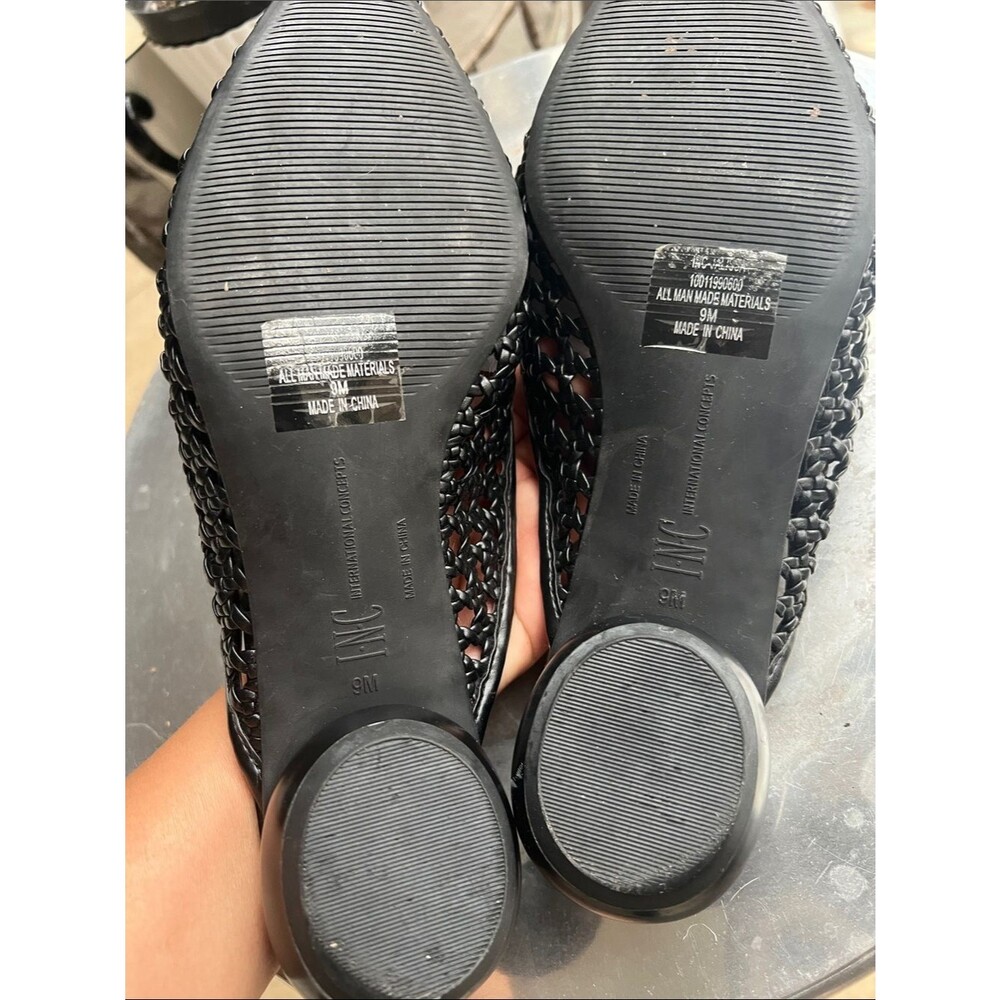 INC International Concepts Black Woven Pointed-Toe Mule Slides - Picture 6 of 7
